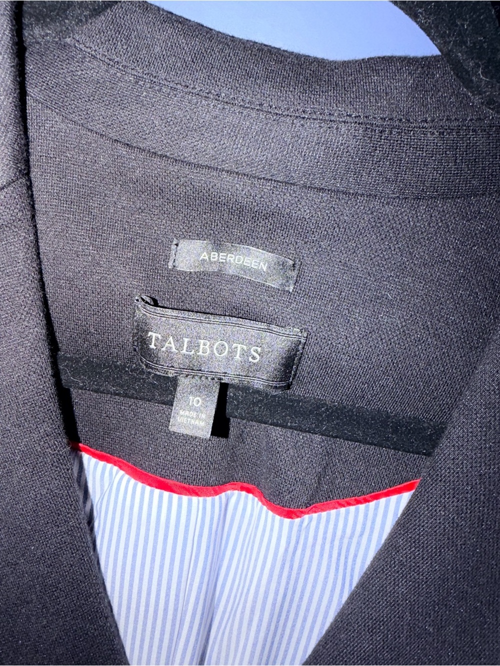 Talbots Black Aberdeen Blazer with Red Trim